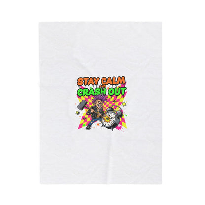Stay Calm Crash Out Velveteen Blanket | neon skate graffiti, meltdown design