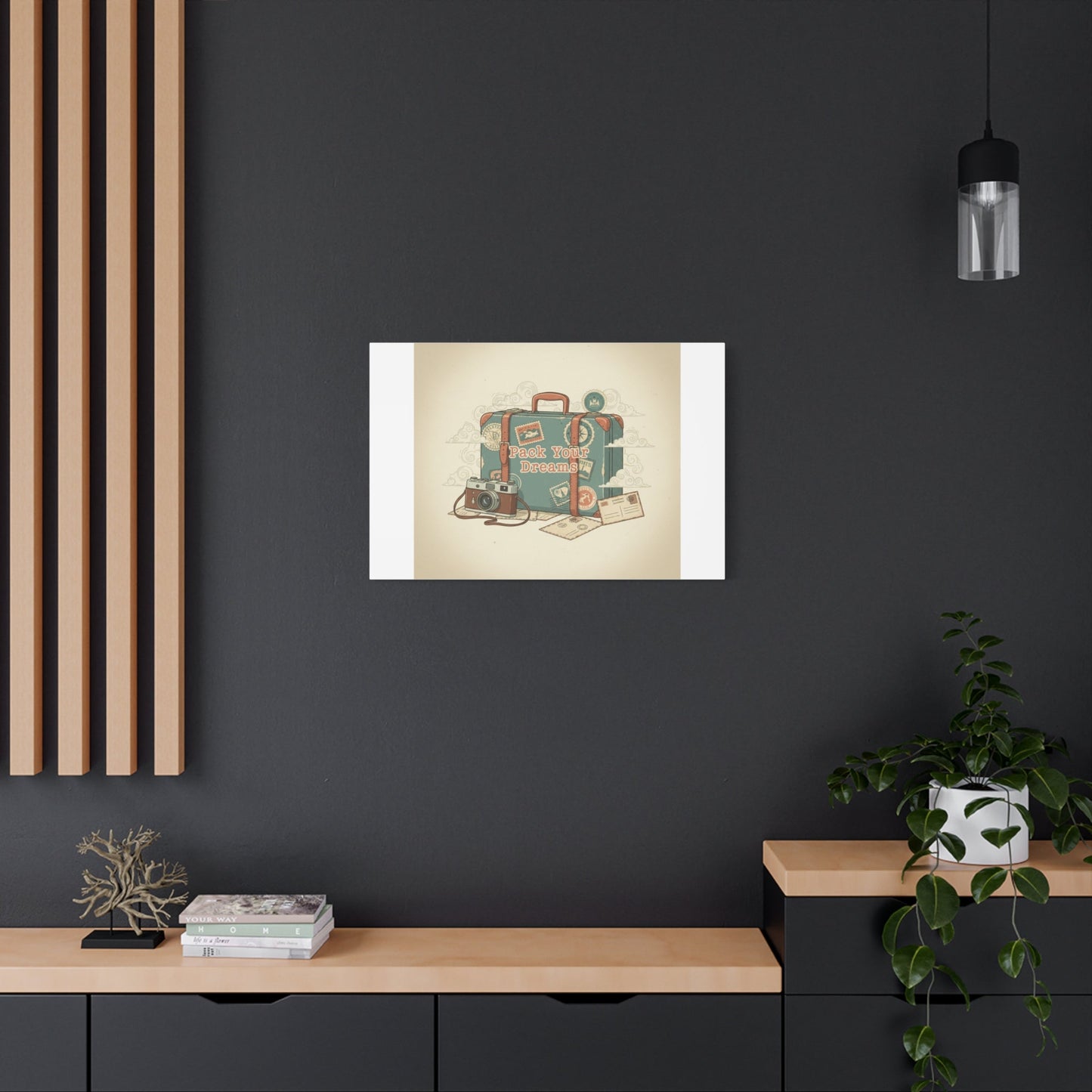 Pack Your Dreams Canvas | Retro Travel Postcard, Wanderlust Passport Stamp Art