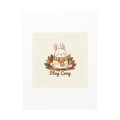 Cozy Bunny Illustration Canvas | Cute Critter Winter Forest Art