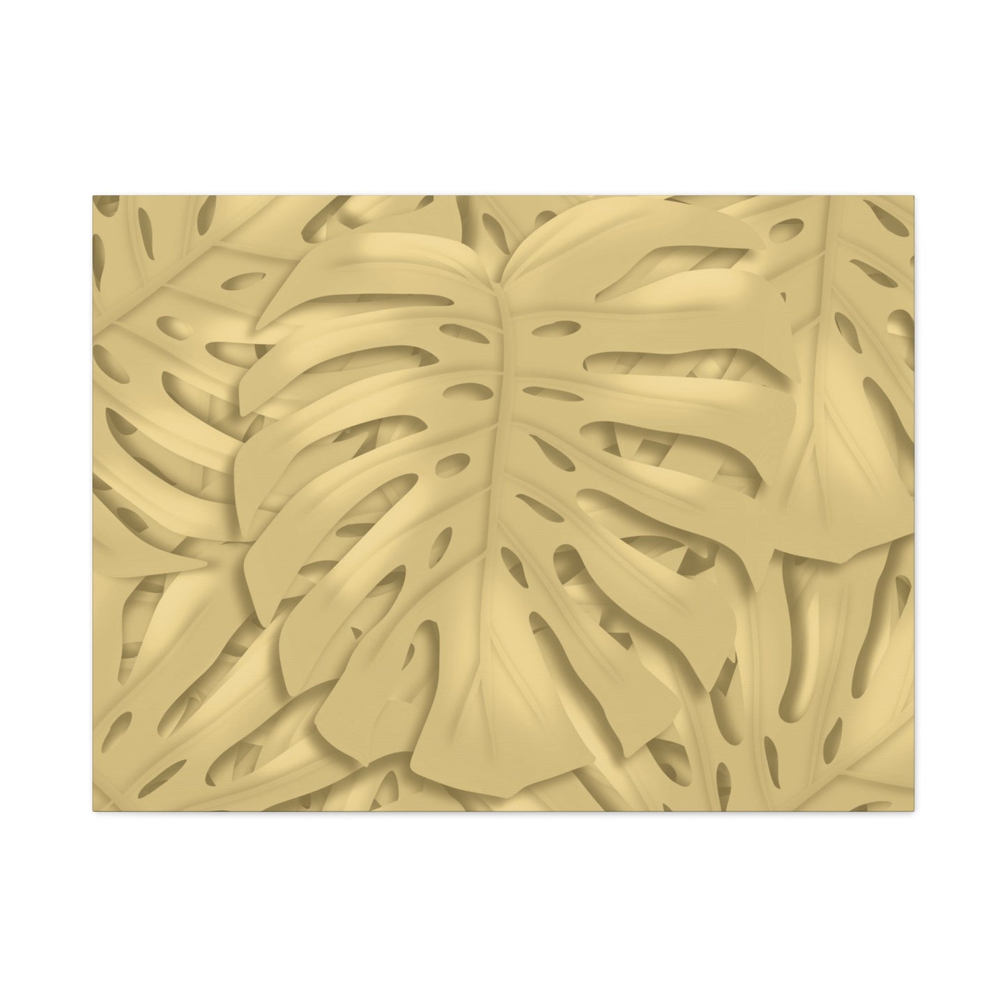 Golden Monstera Canvas Print – Botanical Wall Art