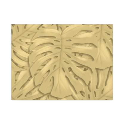 Golden Monstera Canvas Print – Botanical Wall Art