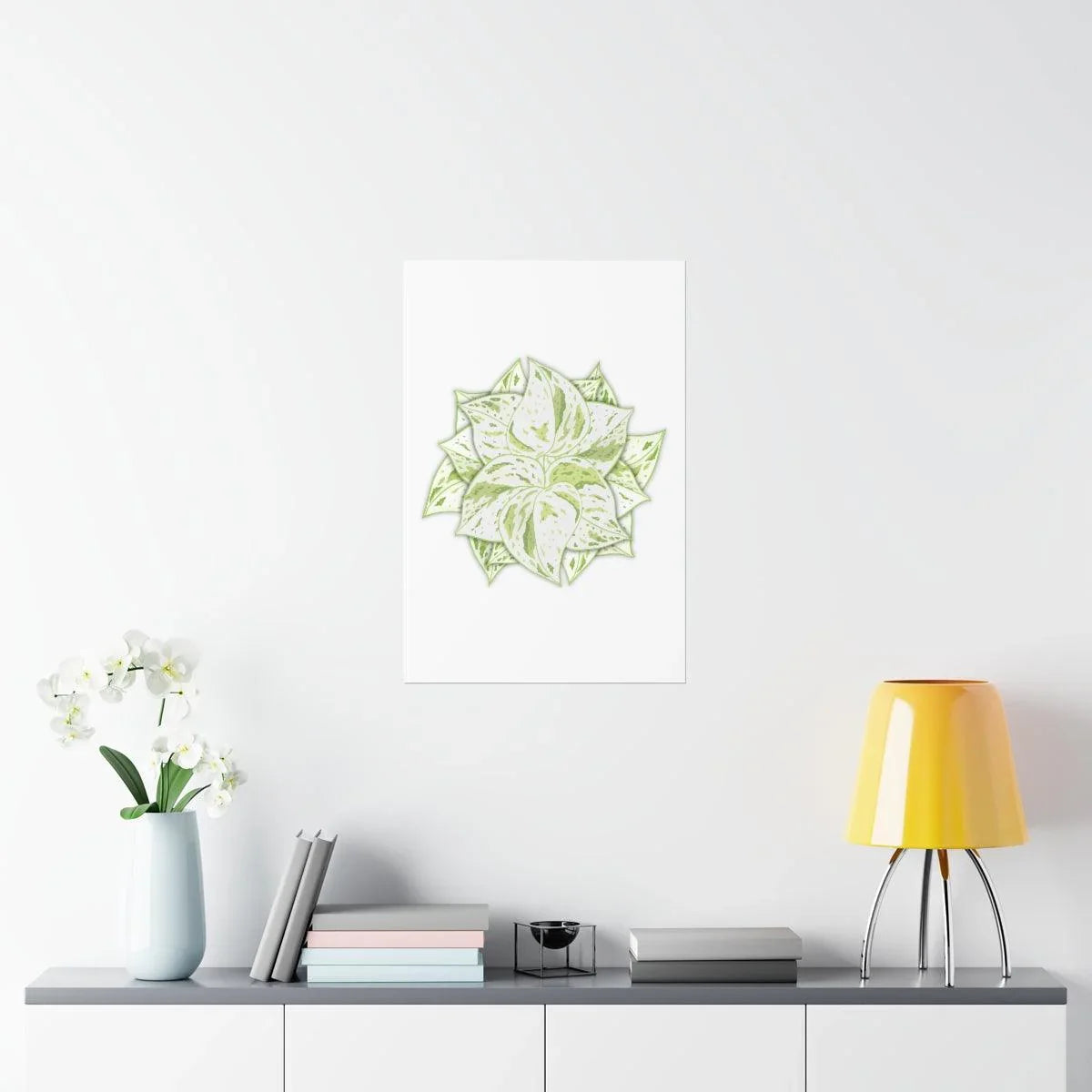 Snow Queen Pothos Botanical Print – Unframed Wall Art