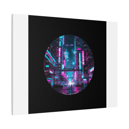 Neon Cyberpunk Cityscape Canvas | synthwave skyline, future city art