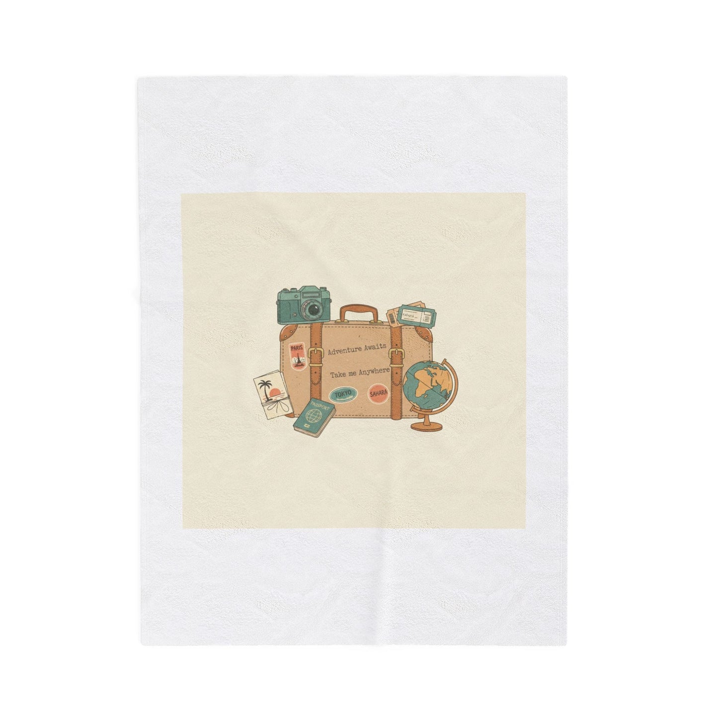 Wanderlust Postage Travel Stamp Blanket | Retro Postcard Vintage