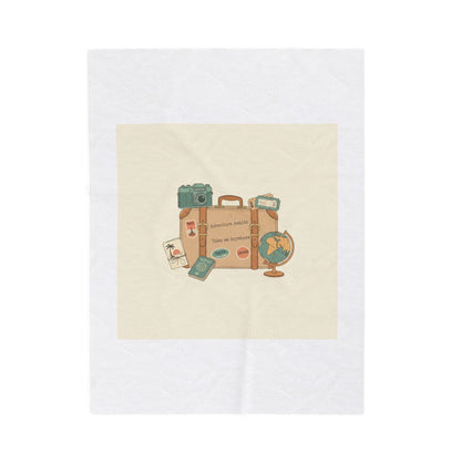 Wanderlust Postage Travel Stamp Blanket | Retro Postcard Vintage