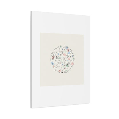 Doodle Circle Line Drawing Matte Canvas, Hand-Drawn Sketch Art