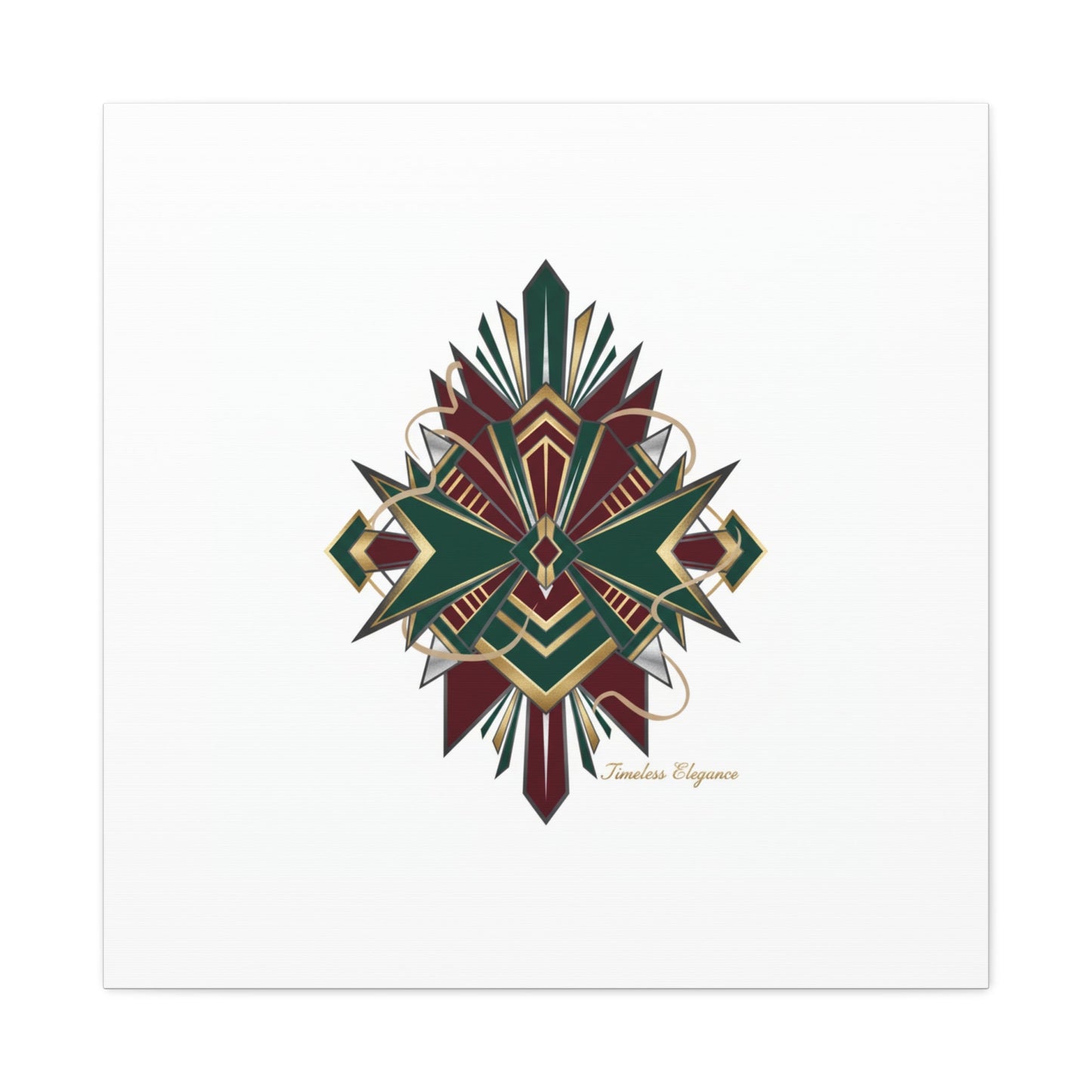 Art Deco geometric brass print Canvas | Neo-Deco chrome & gold fan motif