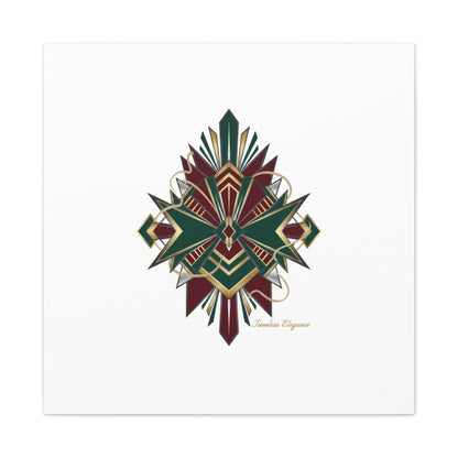 Art Deco geometric brass print Canvas | Neo-Deco chrome & gold fan motif