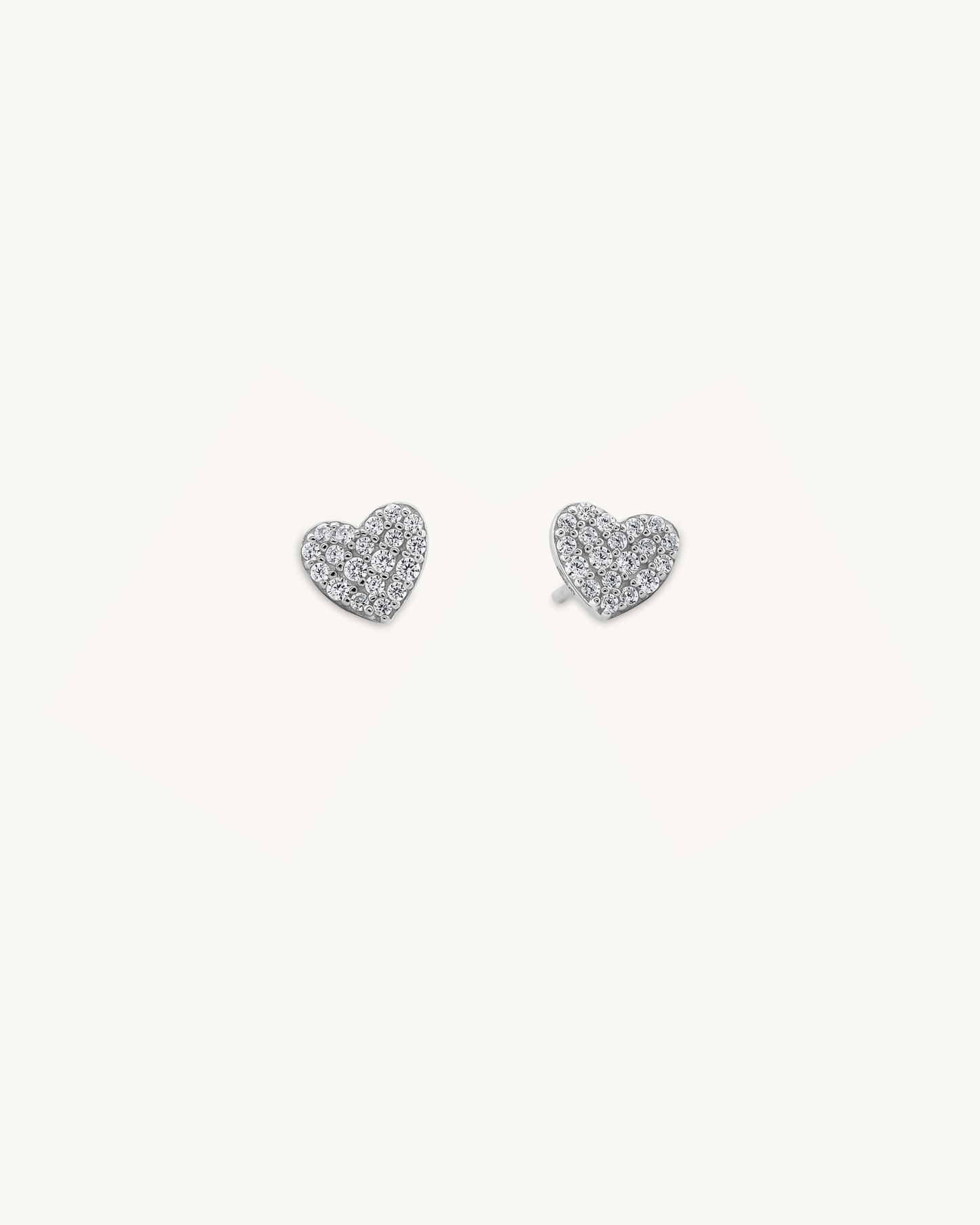 Pave Stone Heart Studs