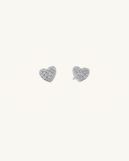 Pave Stone Heart Studs