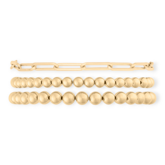 chunky paperclip + juno (5+6mm) bracelet triple stack