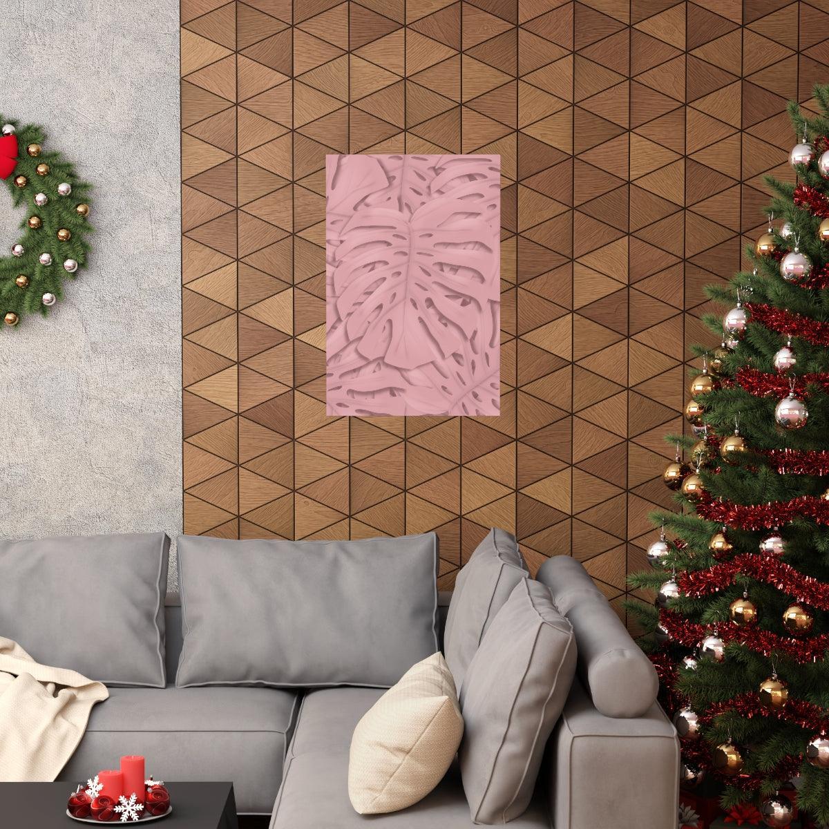 Soft Pink Monstera Botanical Print – Unframed Wall Art