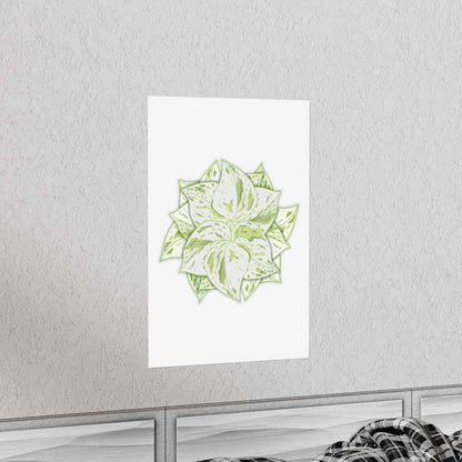 Snow Queen Pothos Botanical Print – Unframed Wall Art