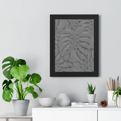 Grey Monstera Framed Print – Botanical Wall Art