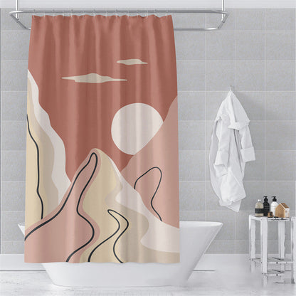 Morandi Abstract Art Shower Curtain - Luxury Waterproof Polyester Fabric with Muted Earth Tones for Modern Minimalist Decor