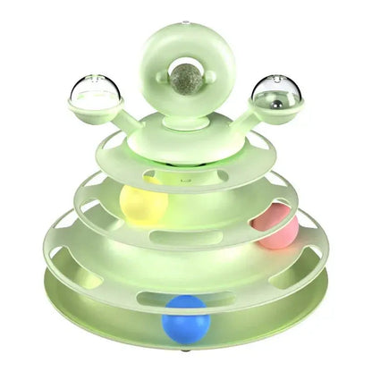 Interactive Cat Tower Multi-Layer 4 Tier with Turntable Roller Toy