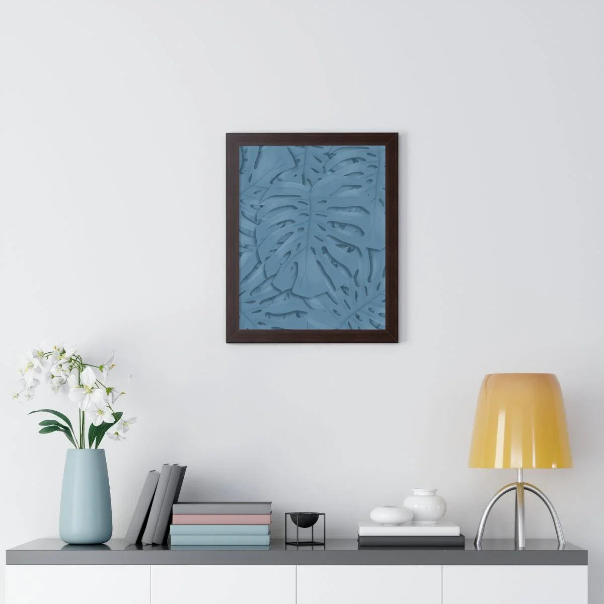 Cerulean Monstera Framed Print – Botanical Wall Art
