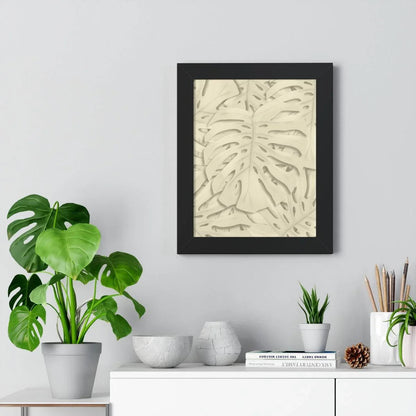 Beige Monstera Framed Print – Botanical Wall Art