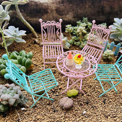 Iron Art Table And Chair Coffee Table And Chair Mini Model