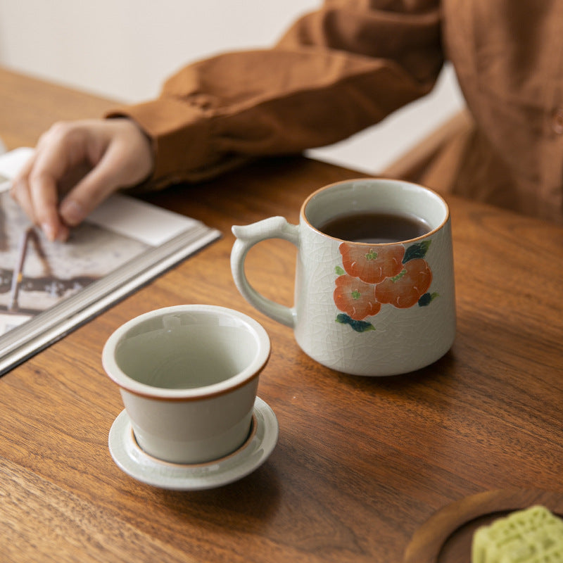 Ge Kiln Persimmon Pattern Ceramic Cup Personal Dedicated