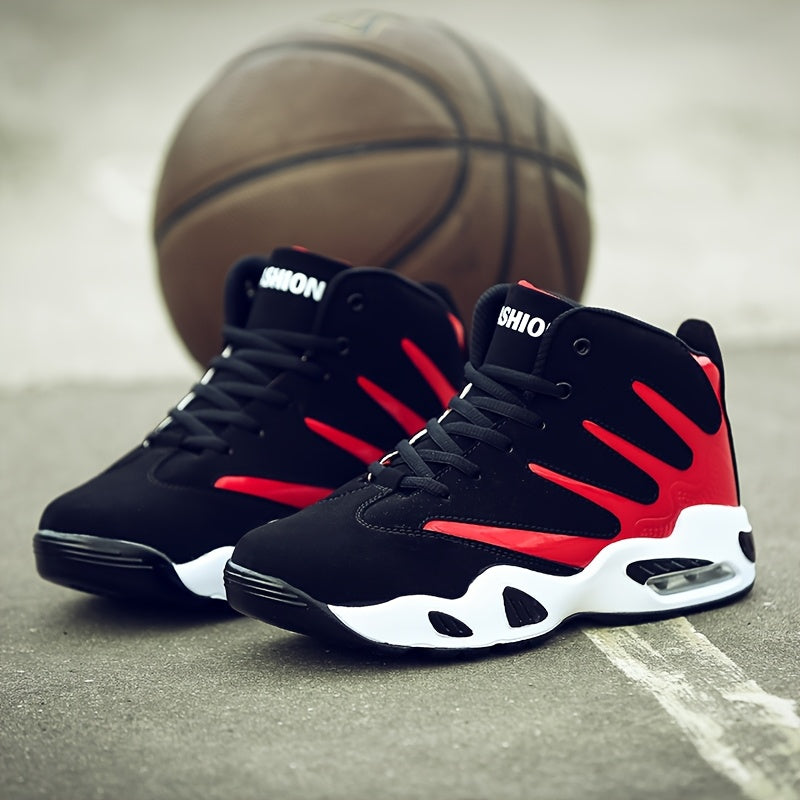 Professional Basketball Shoes for Men, Comfortable High-top Breathable Non-slip Shock Absorbing Lace-up Cushion Sneakers for Training, Running And Stepping