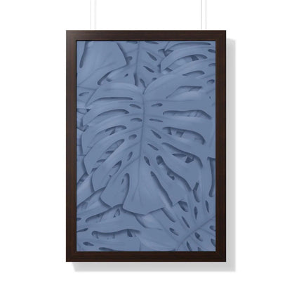 Blue Monstera Framed Print – Botanical Wall Art
