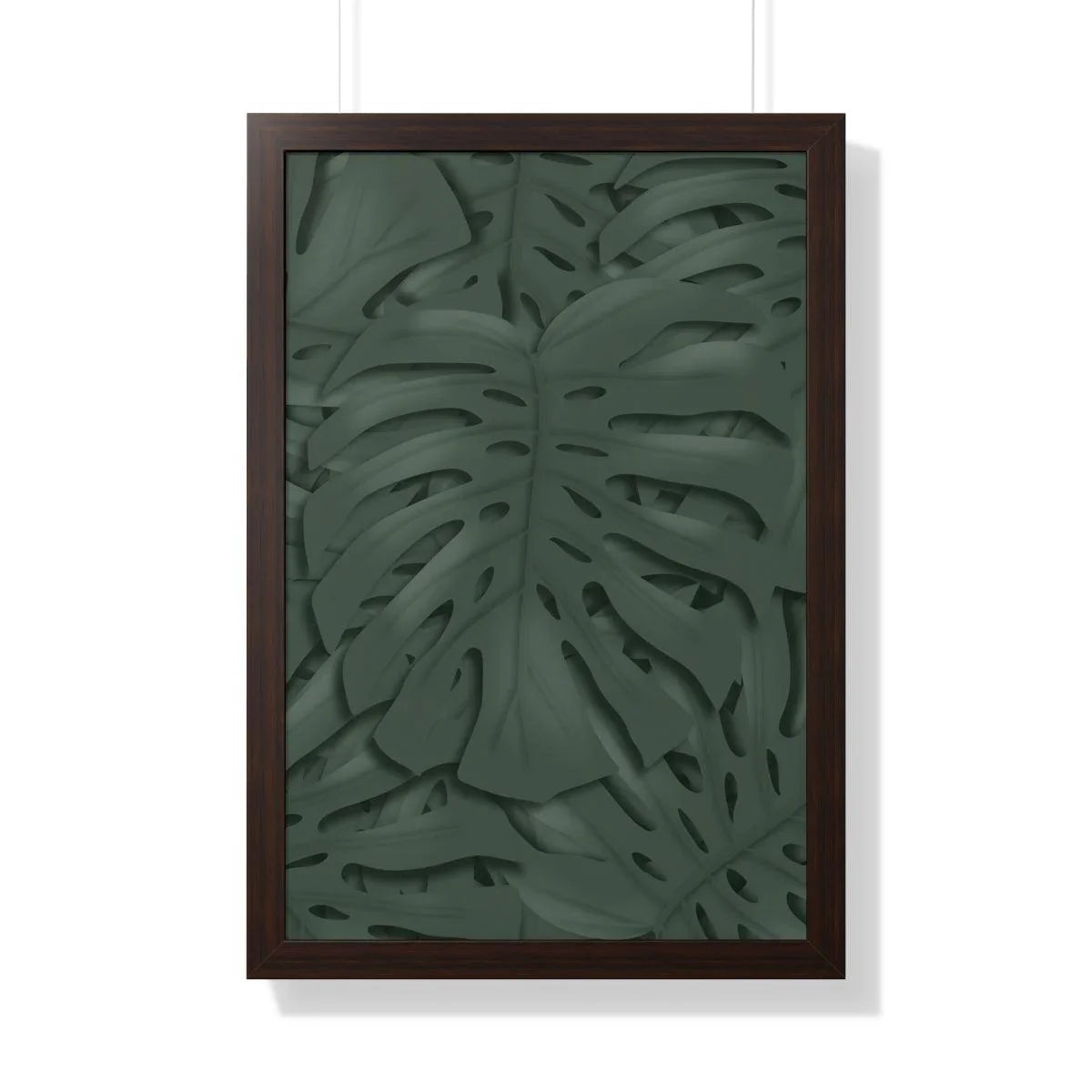 Deep Green Monstera Framed Print – Botanical Wall Art