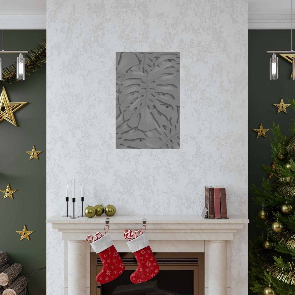 Grey Monstera Botanical Print – Unframed Wall Art