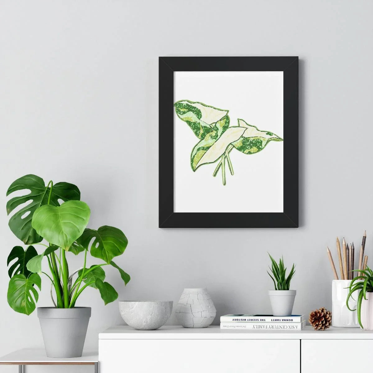 Marble Syngonium Framed Print – Botanical Wall Art