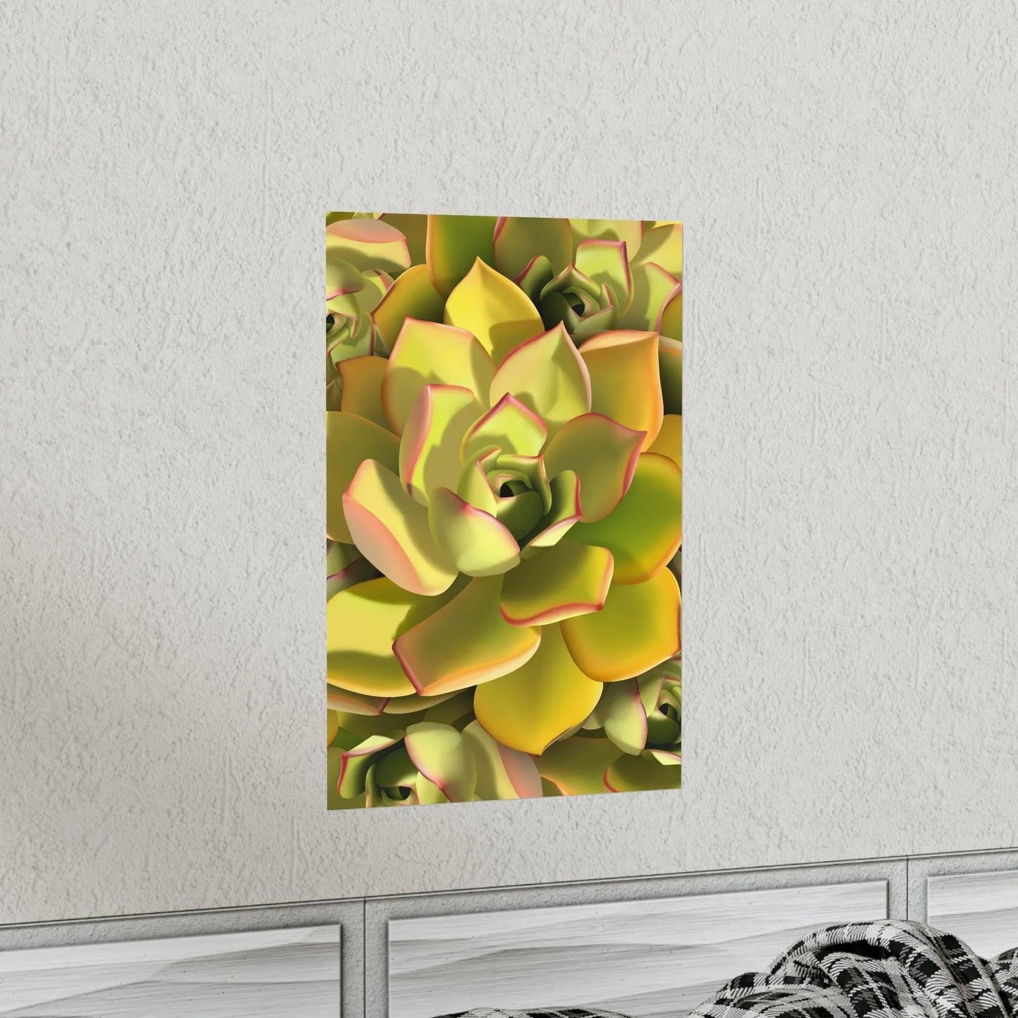 Noble Aeonium Succulent Pattern Botanical Print – Unframed Wall Art