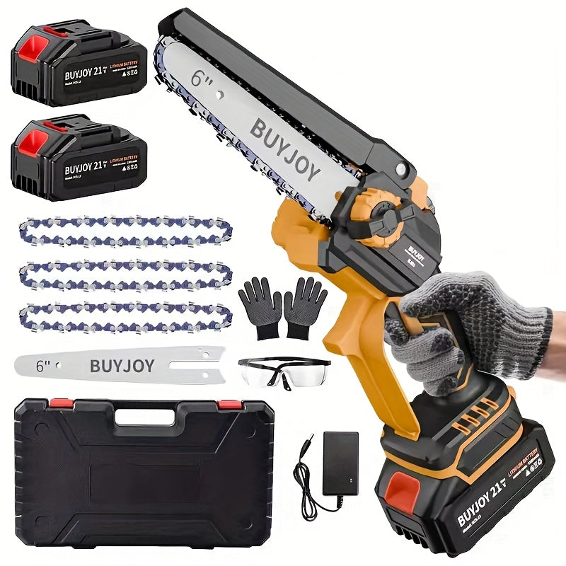 6-inch Cordless Lightweight Electric Landscaping Chainsaw w/ L-ion Battery, Chain And Fast Charger