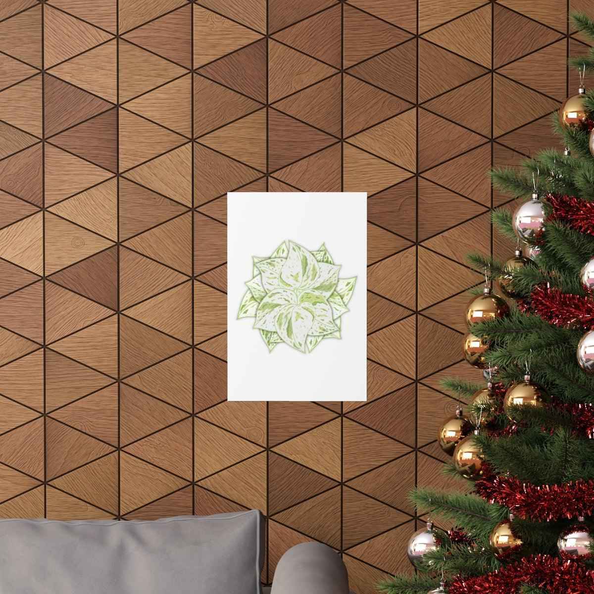 Snow Queen Pothos Botanical Print – Unframed Wall Art