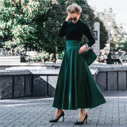 Women's Autumn And Winter High Waist Big Swing Umbrella Skirt