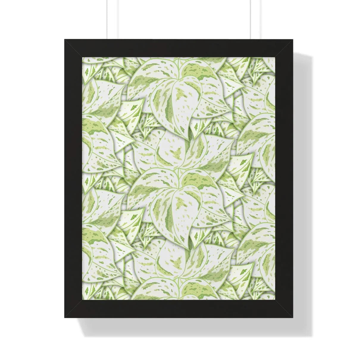 Snow Queen Pothos Pattern Framed Print – Botanical Wall Art