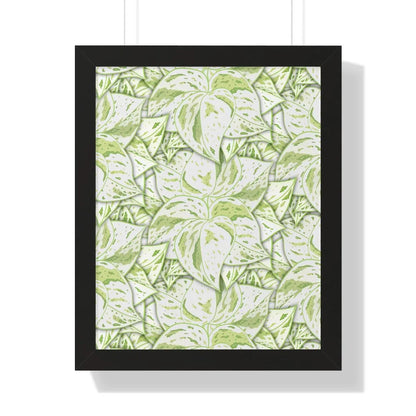 Snow Queen Pothos Pattern Framed Print – Botanical Wall Art