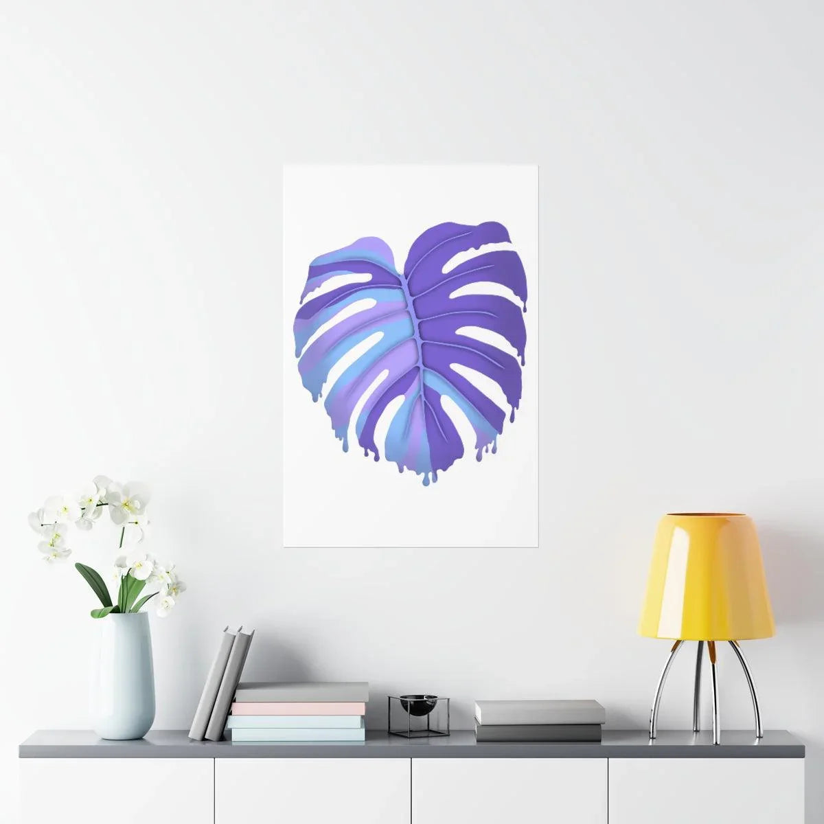 Purple Melting Monstera Botanical Print – Unframed Wall Art