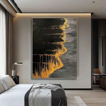 Handmade Abstract Golden Beach And Waves Texture Painting On Canvas Wall Art Hand Drawn Oil Painting For Home Living Room Decor