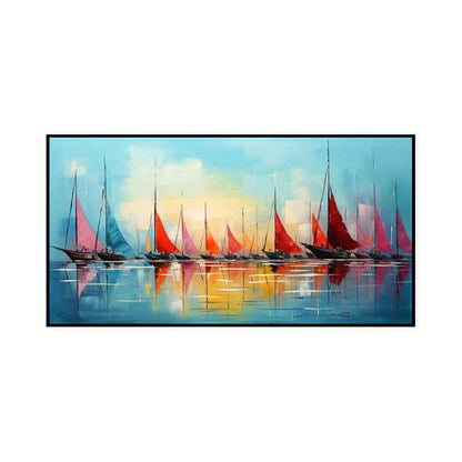 Handmade Oil Painting Canvas Wall Art Decoration Contemporary Abstract Sailing Sea View Smooth Sailing Landscape Home Living Room Decor Rolled Frameless Unstretched Painting