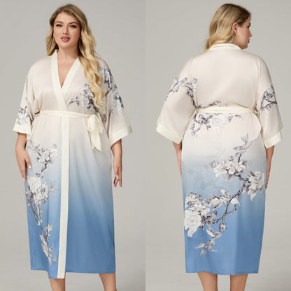 Womens Luxe Satin Robe - Lightweight Imitation Silk Loungewear & Sleepwear