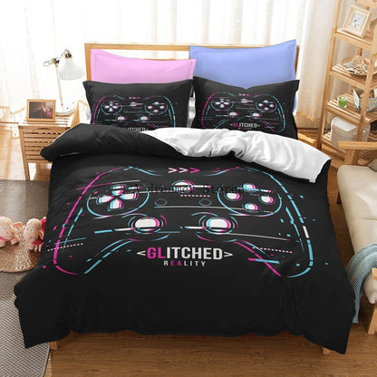 Digital 3D Game Controller Pattern Printed Bedding Three-Piece Set