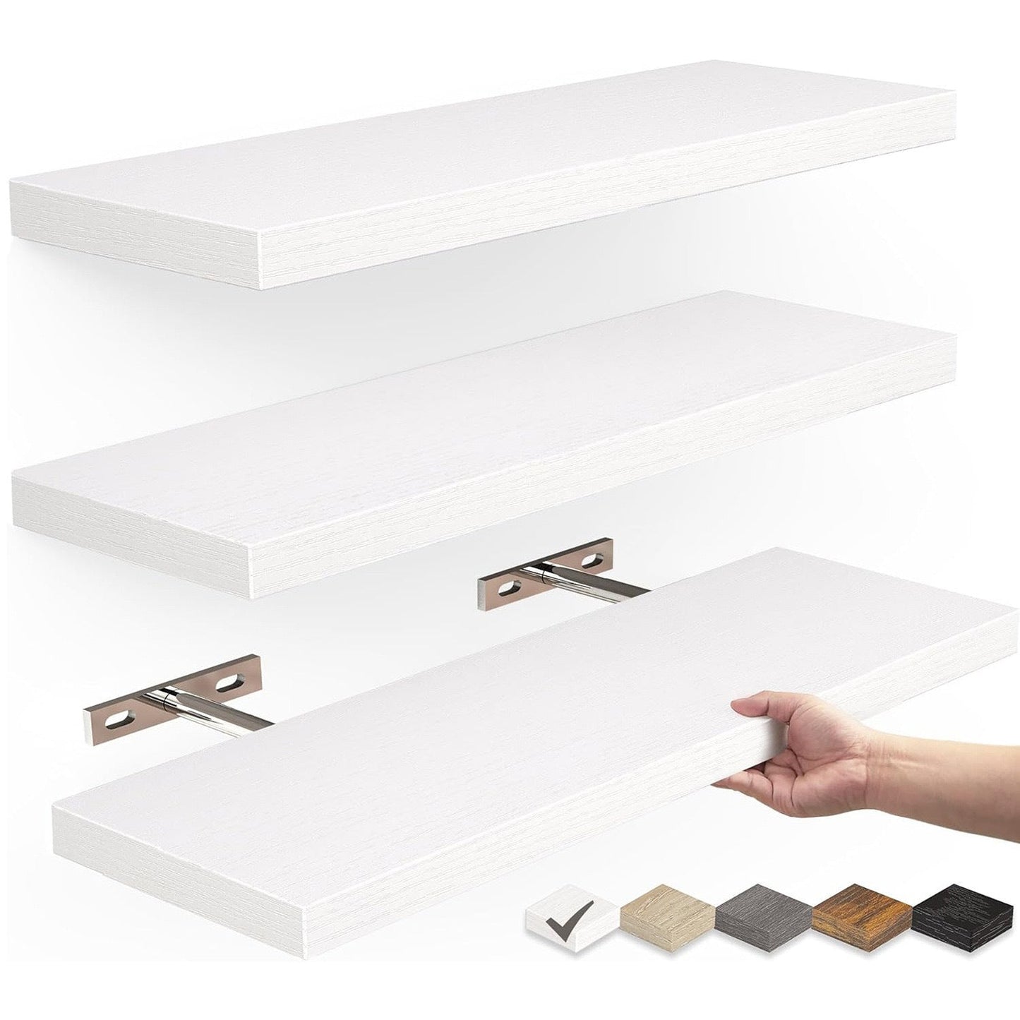 Solid Wood Floating Wall Shelf - Minimalist Hanging Storage for Home and Office