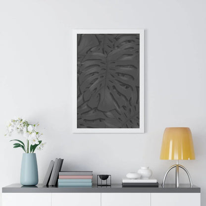 Charcoal Monstera Framed Print – Botanical Wall Art
