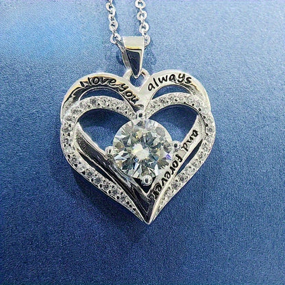 1 Carat Moissanite Heart-Shaped Pendant Necklace - 925 Sterling Silver