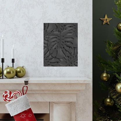 Charcoal Monstera Botanical Print – Unframed Wall Art