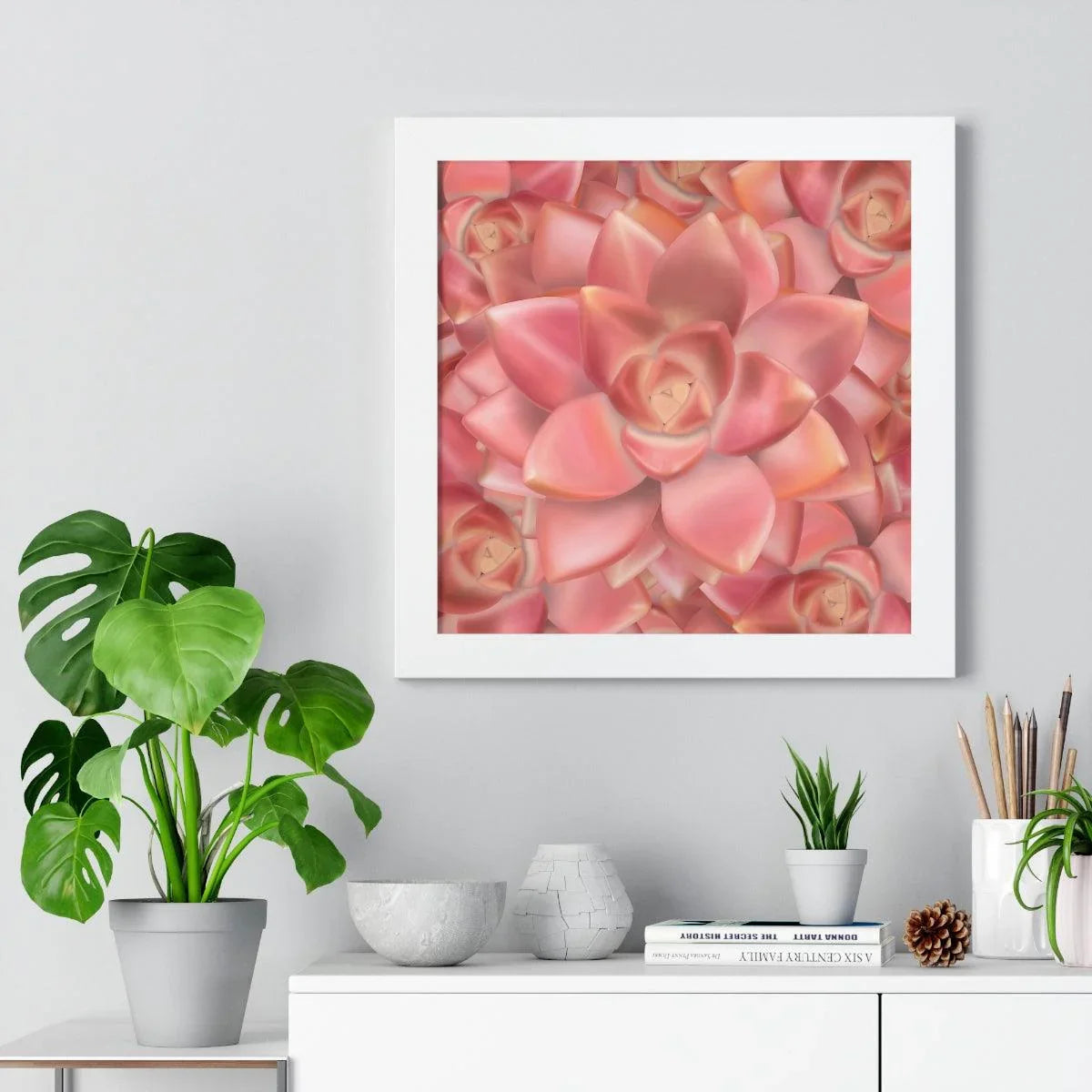 Graptosedum California Sunset Succulent Pattern Framed Print – Botanical Wall Art