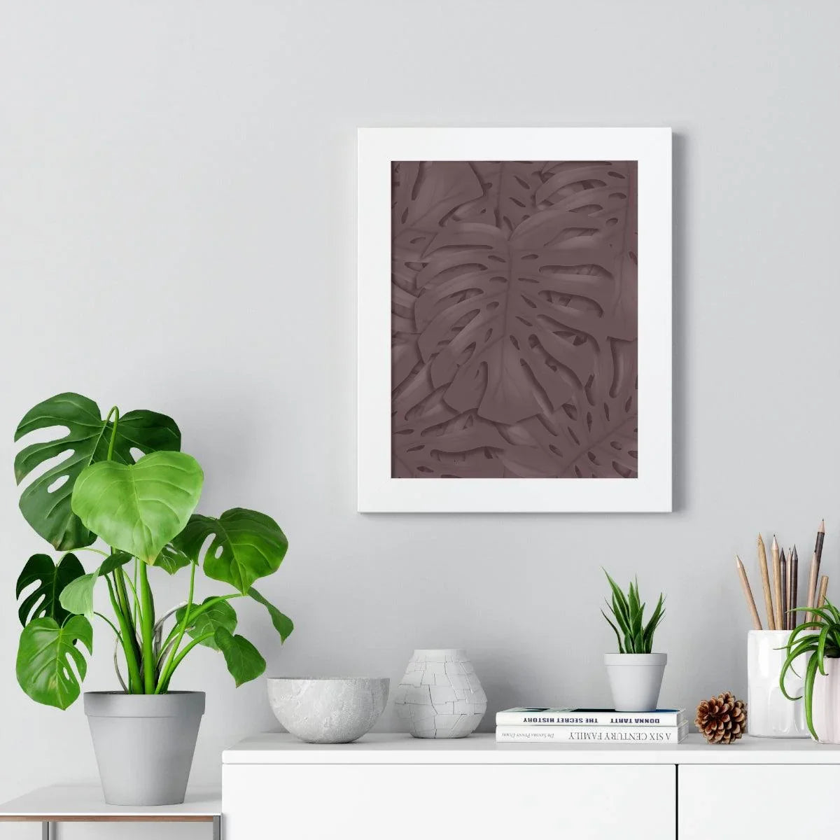 Merlot Monstera Framed Print – Botanical Wall Art