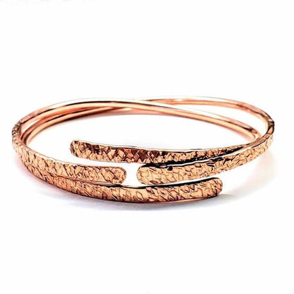 Unisex 8 Gauge Adjustable Hammered Copper Overlap Bangle