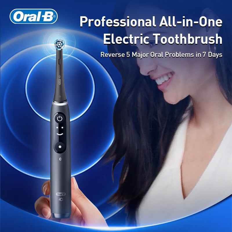 Oral-B iO7 Smart Electric Toothbrush with 5 Cleaning Modes Magnetic Technology App Connected Handle with Brush Head Travel Case