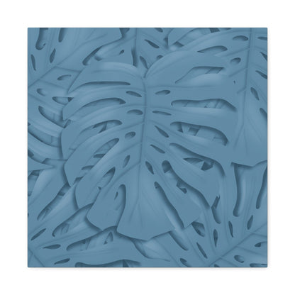 Cerulean Blue Monstera Canvas Print – Botanical Wall Art