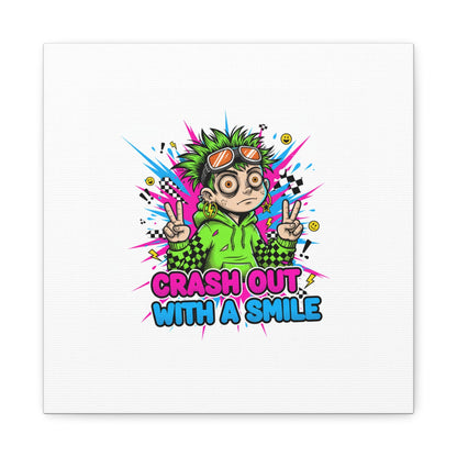 Crash Out With a Smile Canvas Print | Neon Skate Graffiti, Meme Meltdown Art